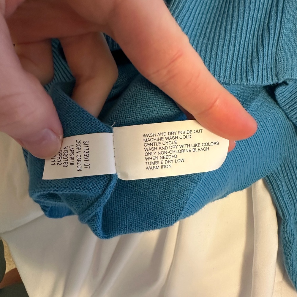 GAP Blue Cardigan Sweater Knit Midi -Sleeve - Picture 9 of 10